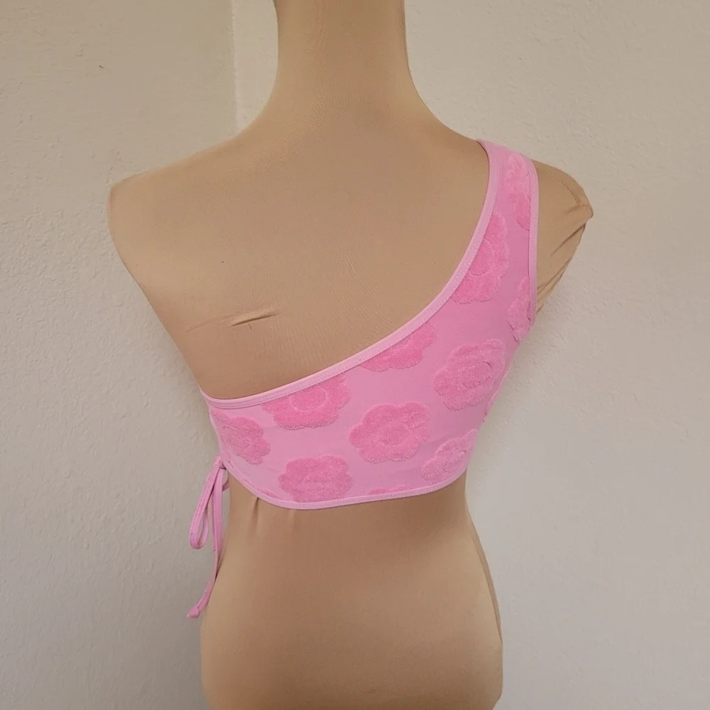 Frankies Bikini Pink Floral One-Shoulder Bikini Top